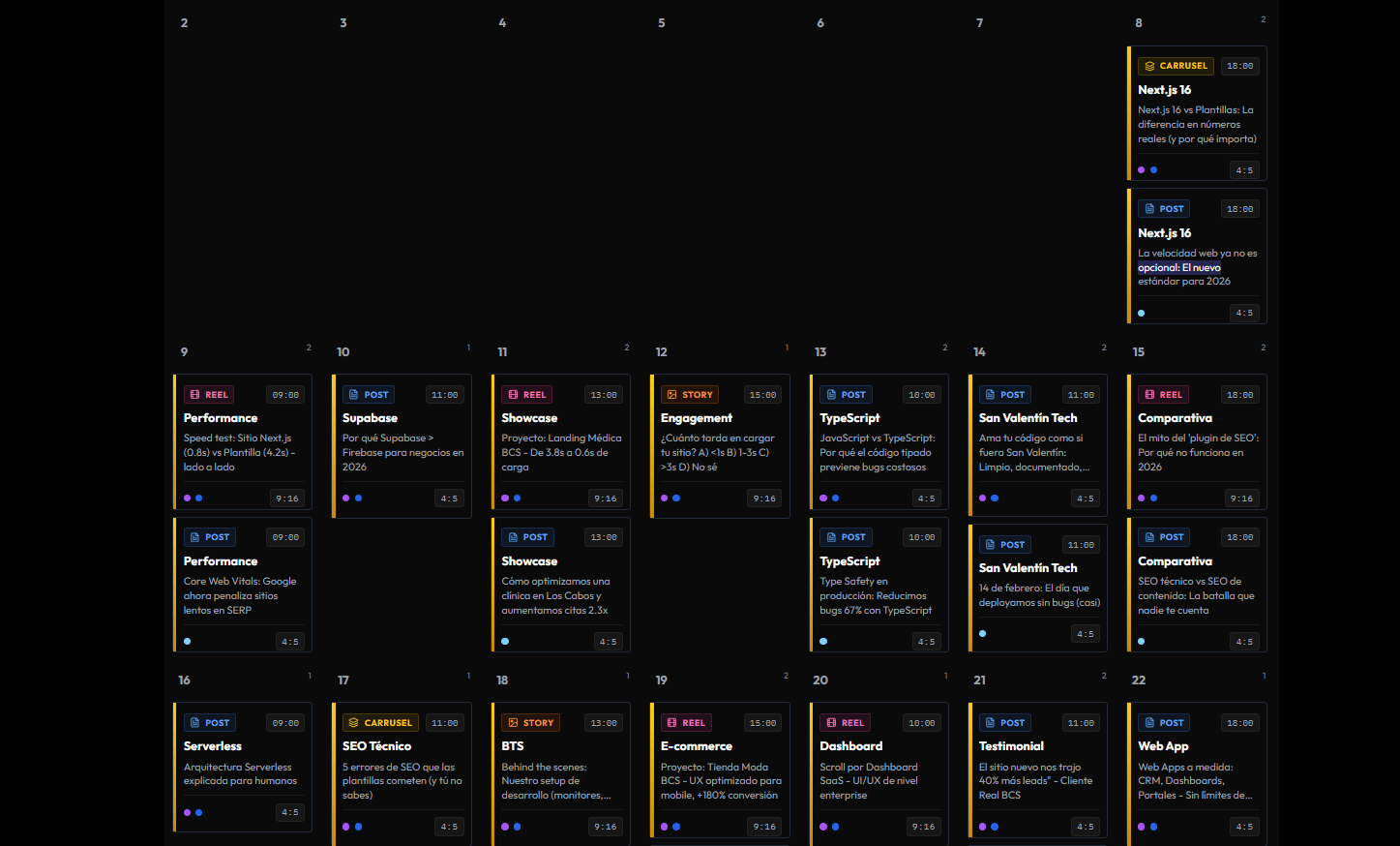 Calendario de Publicaciones
