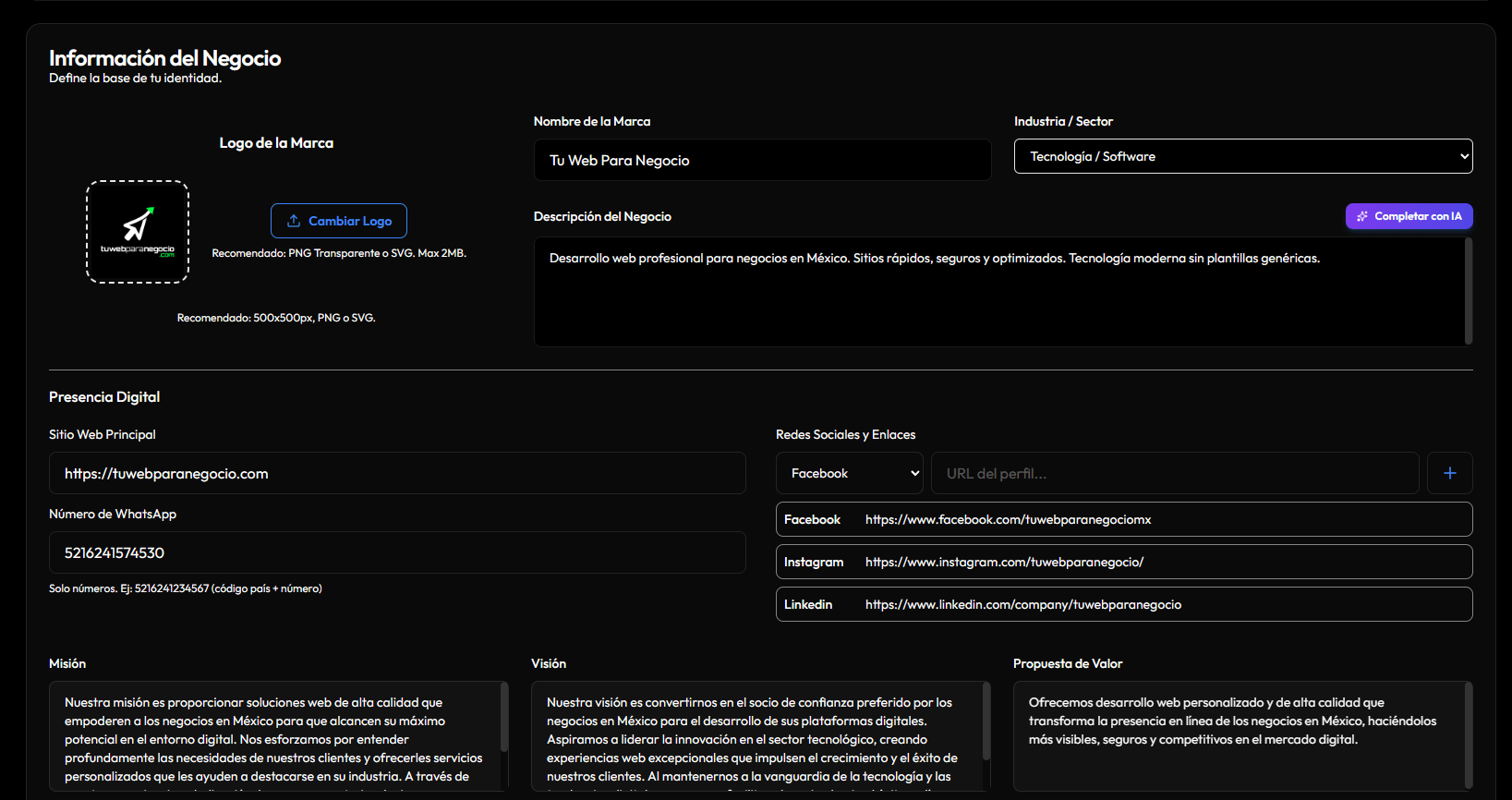 Configuración del Brand DNA