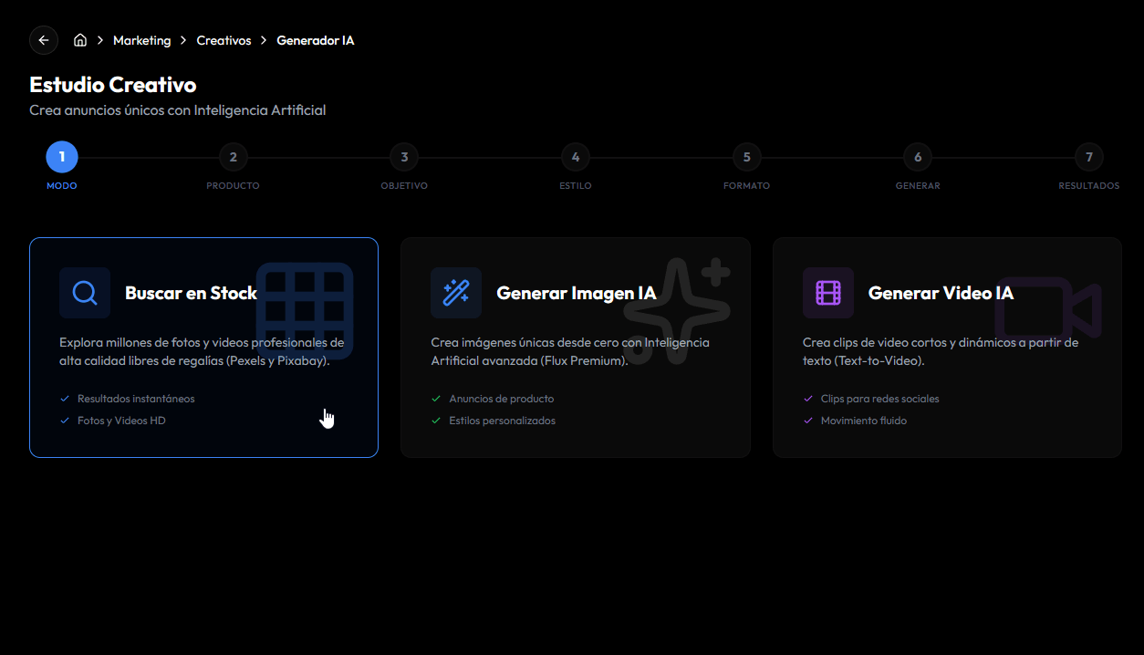 Biblioteca de creativos IA